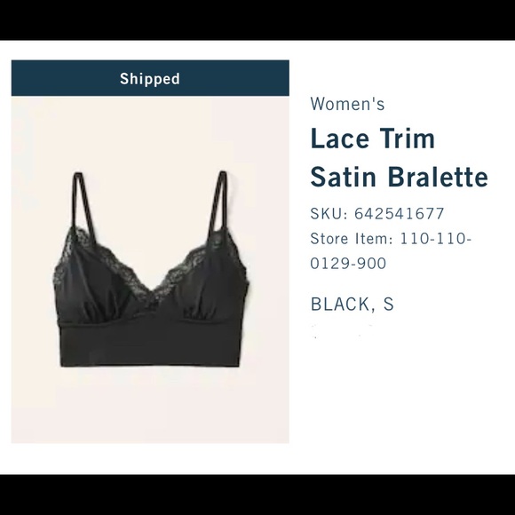 Abercrombie & Fitch Tops - Abercrombie and Fitch Satin Black Bralette